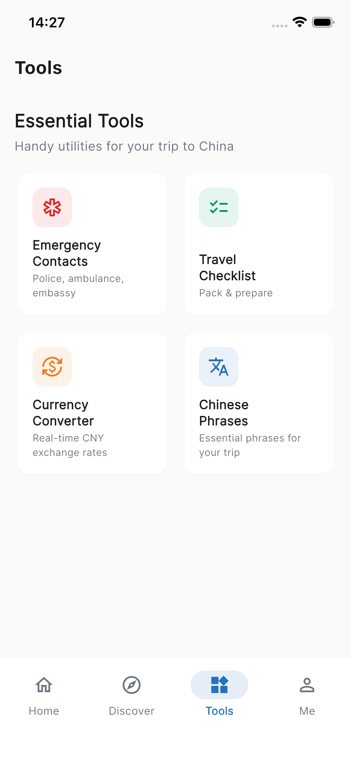Travel tools in WaysChina app