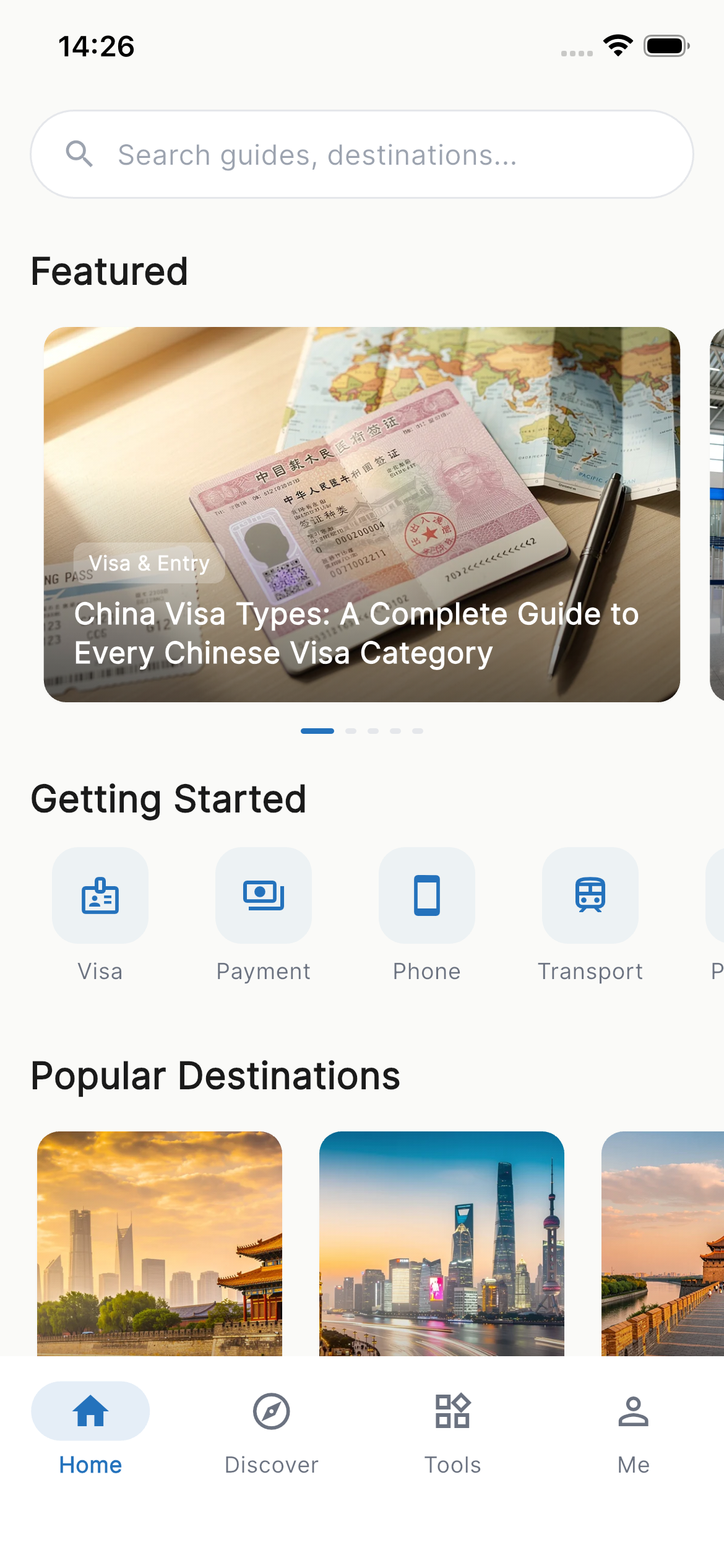 WaysChina app screenshot (dark)